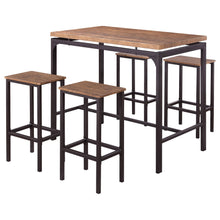 Load image into Gallery viewer, Santana 5-piece Pub Height Bar Table Set Weathered Chestnut and Black image
