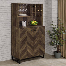 Load image into Gallery viewer, Mendoza 2-door Wine Cabinet Rustic Oak Herringbone and Gunmetal
