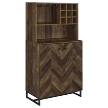 Load image into Gallery viewer, Mendoza 2-door Wine Cabinet Rustic Oak Herringbone and Gunmetal

