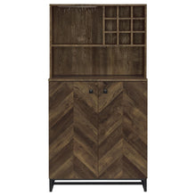 Load image into Gallery viewer, Mendoza 2-door Wine Cabinet Rustic Oak Herringbone and Gunmetal
