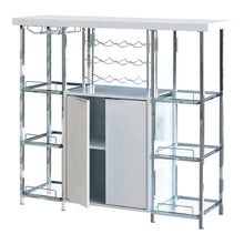 Load image into Gallery viewer, Gallimore 2-door Bar Cabinet with Glass Shelf High Glossy White and Chrome image
