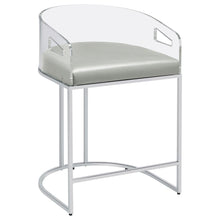 Load image into Gallery viewer, Thermosolis Acrylic Back Counter Height Stools Grey and Chrome (Set of 2) image
