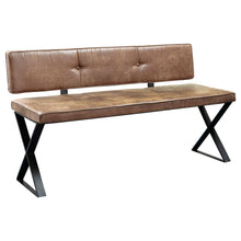 Load image into Gallery viewer, Abbott Upholstered Dining Bench Antique Brown and Matte Black image
