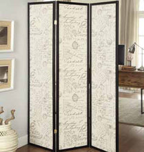 Load image into Gallery viewer, Felice 3-panel French Script Print Folding Screen Espresso
