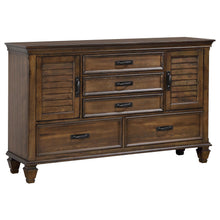 Load image into Gallery viewer, Franco 5-drawer Dresser with 2 Louvered Doors Burnished Oak image

