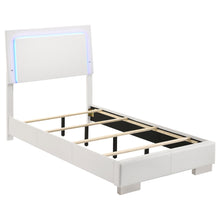 Load image into Gallery viewer, Felicity Twin Panel Bed with LED Lighting Glossy White image
