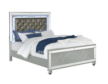 Load image into Gallery viewer, Gunnison Eastern King Panel Bed with LED Lighting Silver Metallic image
