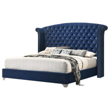 Load image into Gallery viewer, Melody Eastern King Wingback Upholstered Bed Pacific Blue image
