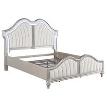 Load image into Gallery viewer, Evangeline Tufted Upholstered Platform Bed Ivory and Silver Oak
