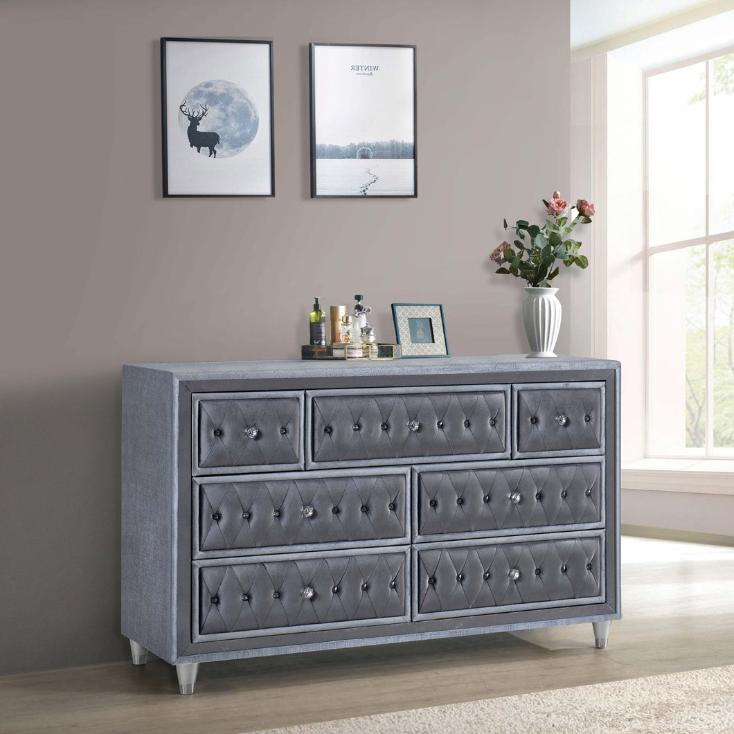 Antonella 7-drawer Upholstered Dresser Grey image