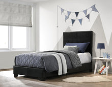 Load image into Gallery viewer, Conner Twin Upholstered Panel Bed Black image
