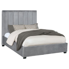 Load image into Gallery viewer, Arles Queen Vertical Channeled Tufted Bed Grey image
