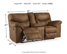 Load image into Gallery viewer, Boxberg Reclining Loveseat with Console
