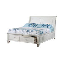 Load image into Gallery viewer, Selena Twin Sleigh Bed with Footboard Storage Cream White image
