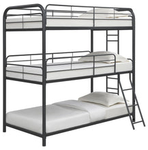 Load image into Gallery viewer, Garner Triple Twin Bunk Bed with Ladder Gunmetal image
