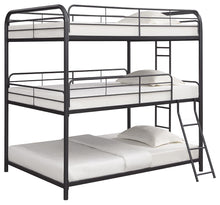 Load image into Gallery viewer, Garner Triple Full Bunk Bed with Ladder Gunmetal image
