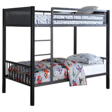 Load image into Gallery viewer, Meyers Twin Over Twin Metal Bunk Bed Black and Gunmetal image

