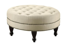 Load image into Gallery viewer, Elchin Round Upholstered Tufted Ottoman Oatmeal image
