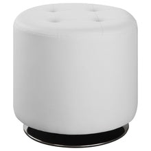 Load image into Gallery viewer, Bowman Round Upholstered Ottoman White image
