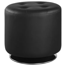 Load image into Gallery viewer, Bowman Round Upholstered Ottoman Black image
