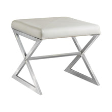 Load image into Gallery viewer, Rita X-cross Square Ottoman White and Chrome image

