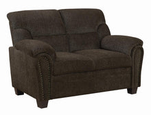 Load image into Gallery viewer, Clementine Upholstered Loveseat with Nailhead Trim Brown image
