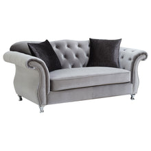 Load image into Gallery viewer, Frostine Button Tufted Loveseat Silver image
