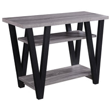 Load image into Gallery viewer, Stevens V-shaped Sofa Table Black and Antique Grey image
