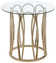 Load image into Gallery viewer, Monett Round End Table Chocolate Chrome and Clear image
