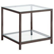 Load image into Gallery viewer, Trini End Table with Glass Shelf Black Nickel image
