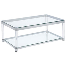 Load image into Gallery viewer, Anne Coffee Table with Lower Shelf Chrome and Clear image
