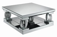 Load image into Gallery viewer, Amalia Square Coffee Table with Lower Shelf Clear Mirror image
