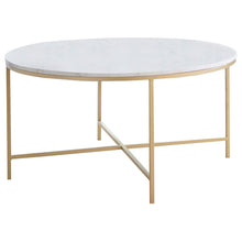 Load image into Gallery viewer, Ellison Round X-cross Coffee Table White and Gold image
