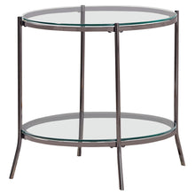 Load image into Gallery viewer, Laurie Round Glass Top End Table Black Nickel and Clear image
