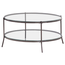 Load image into Gallery viewer, Laurie Glass Top Round Coffee Table Black Nickel and Clear image
