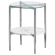 Load image into Gallery viewer, Cadee Round Glass Top End Table Clear and Chrome image

