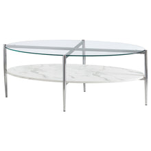 Load image into Gallery viewer, Cadee Round Glass Top Coffee Table White and Chrome image

