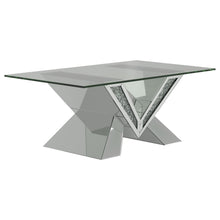 Load image into Gallery viewer, Taffeta V-shaped Coffee Table with Glass Top Silver image
