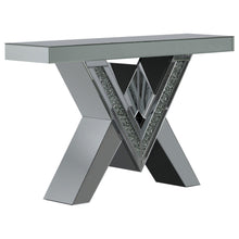 Load image into Gallery viewer, Taffeta V-shaped Sofa Table with Glass Top Silver image

