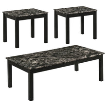 Load image into Gallery viewer, Darius Faux Marble Rectangle 3-piece Occasional Table Set Black image

