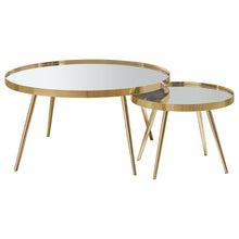 Load image into Gallery viewer, Kaelyn 2-piece Mirror Top Nesting Coffee Table Mirror and Gold image

