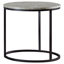 Load image into Gallery viewer, Lainey Faux Marble Round Top End Table Grey and Gunmetal image
