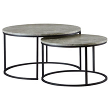 Load image into Gallery viewer, Lainey Round 2-piece Nesting Coffee Table Grey and Gunmetal image
