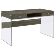Load image into Gallery viewer, Dobrev 2-drawer Writing Desk Weathered Grey and Clear image
