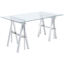Load image into Gallery viewer, Statham Glass Top Adjustable Writing Desk Clear and Chrome image
