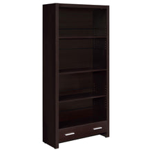 Load image into Gallery viewer, Skylar 5-shelf Bookcase with Storage Drawer Cappuccino image
