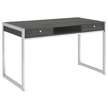 Load image into Gallery viewer, Wallice 2-drawer Writing Desk Weathered Grey and Chrome image
