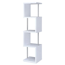 Load image into Gallery viewer, Baxter 4-shelf Bookcase White and Chrome image
