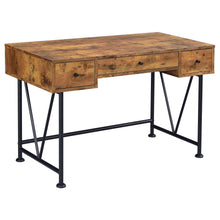 Load image into Gallery viewer, Analiese 3-drawer Writing Desk Antique Nutmeg and Black image
