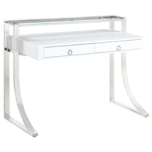 Load image into Gallery viewer, Gemma 2-drawer Writing Desk Glossy White and Chrome image
